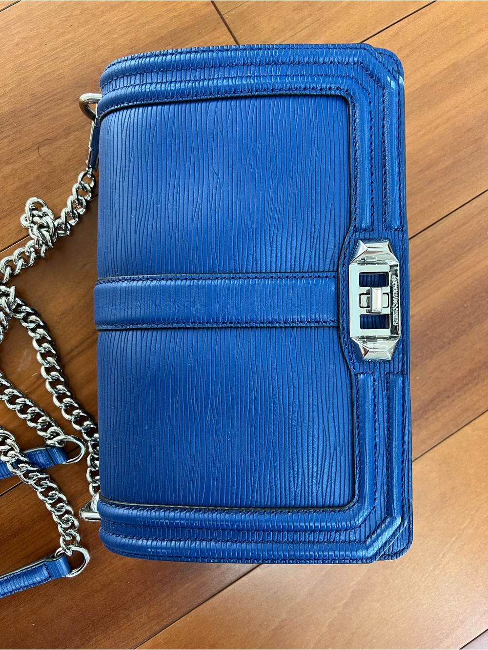 Rebecca Minkoff Royal Blue Textured Leather Chain Crossbody